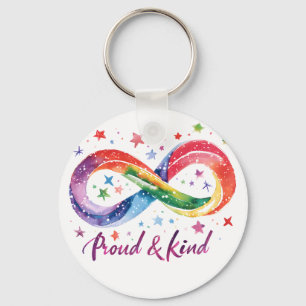 Proud & Kind Rainbow Infinity Design   LGBTQ Pride Keychain