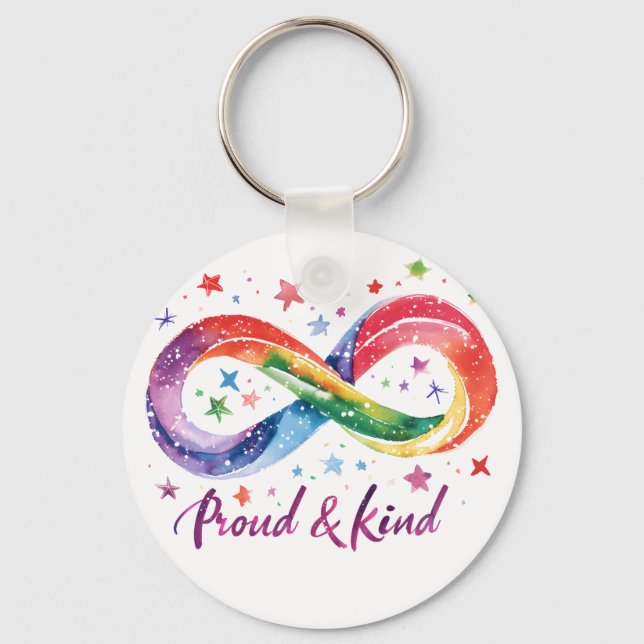 Proud & Kind Rainbow Infinity Design | LGBTQ Pride Keychain (Front)