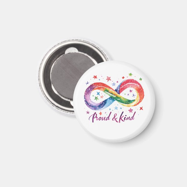Proud & Kind Rainbow Infinity Design | LGBTQ Pride Magnet (Front/Back)