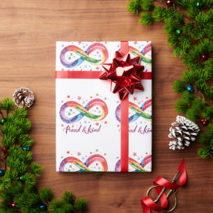 Proud & Kind Rainbow Infinity Design LGBTQ Pride Wrapping Paper