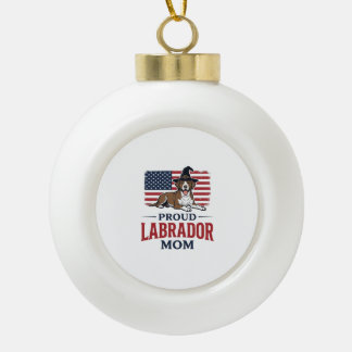 Proud Labrador Mom Patriotic Dog Halloween Shirt D Ceramic Ball Christmas Ornament