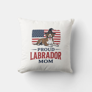 Proud Labrador Mom Patriotic Dog Halloween Shirt D Throw Pillow