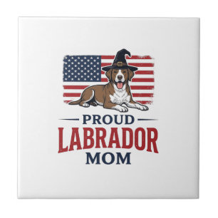 Proud Labrador Mom Patriotic Dog Halloween Shirt D Tile