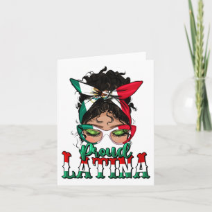 Proud Latina Messy Bun Mama Lady Girl Mexican Cinc Card