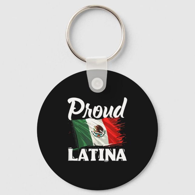 Proud latina mexican pride flag mexico roots keychain (Front)