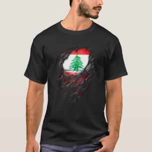 Proud Lebanese Roots Heritage Torn Ripped Lebanon  T-Shirt