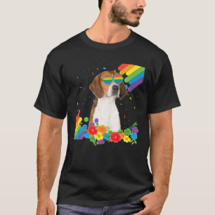 Proud LGBT Gay English Foxhound Dog Pride Flag T-Shirt