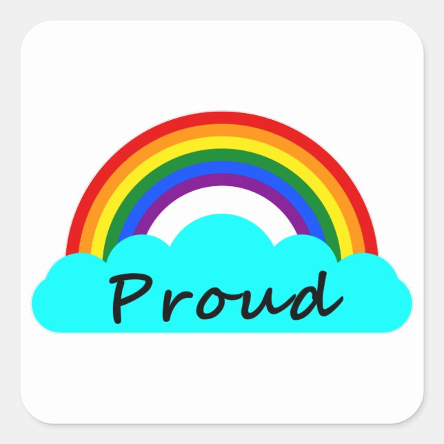 Proud - LGBT Rainbow Square Sticker (Front)