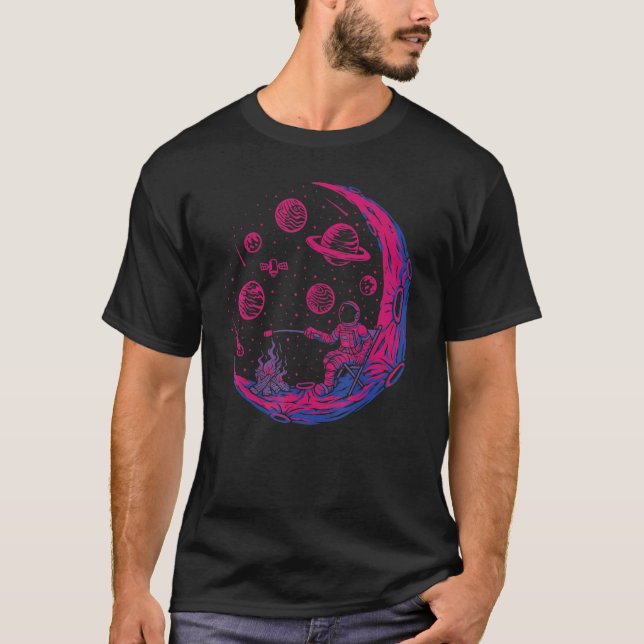 Proud LGBTQ Ally Rainbow Flag Gay Pride Moon Space T-Shirt (Front)