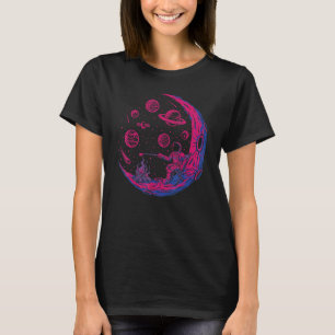 Proud LGBTQ Ally Rainbow Flag Gay Pride Moon Space T-Shirt