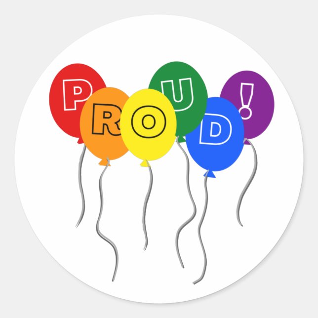 Proud LGBTQ Pride Colour Balloons Classic Round Sticker (Front)