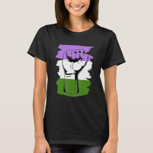 Proud Lgbtq Pride Month Genderqueer Pride Fist Que T-Shirt