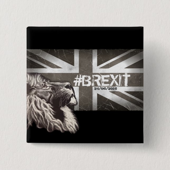 Proud Lion #Brexit Customise the Date 24/06/2016 2 Inch Square Button (Front)