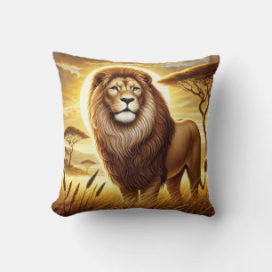 Proud Lion Throw Pillow