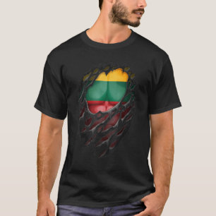 Proud Lithuanian Roots Heritage Torn Ripped Lithua T-Shirt