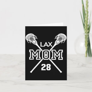 Proud love lacrosse mom #28 lax player number 28 card