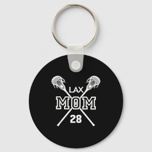 Proud love lacrosse mom #28 lax player number 28 keychain