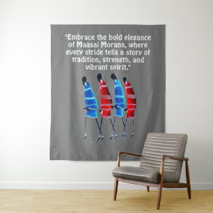 Proud Maasai Morans: Striding Tall in Blue and Red Tapestry