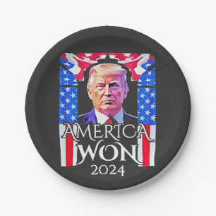 Proud Maga American Trump Won 2024 Inaguration Day Paper Plate