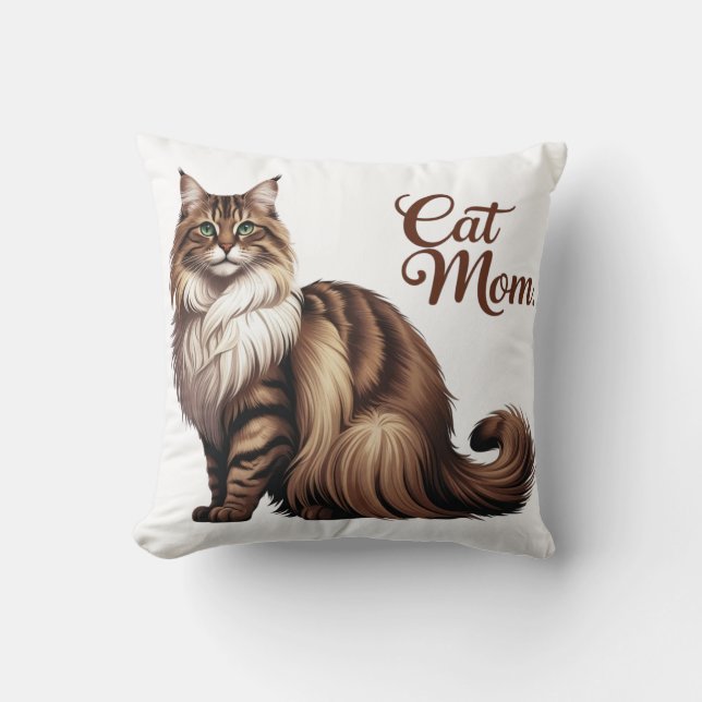 Proud Maine Coon Cat Mom Pillow I (Front)