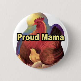 Proud Mama Hen And Chick Painting- Multi 2 Inch Round Button