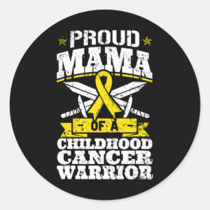 Proud Mama Of A Childhood Cancer Warrior Awareness Classic Round Sticker