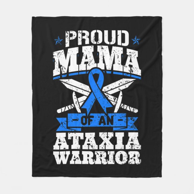 Proud Mama Of An Ataxia Warrior Awareness Ribbon D Fleece Blanket (Front)