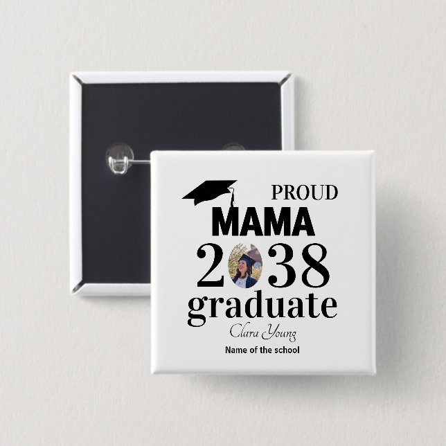 Proud mama personalized graduation 2 inch square button (Front & Back)