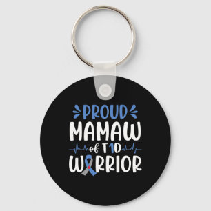 Proud Mamaw Of T1d Warrior Diabetes Awareness Blue Keychain