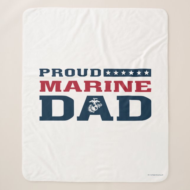 Proud Marine Dad - Colour Sherpa Blanket (Front)