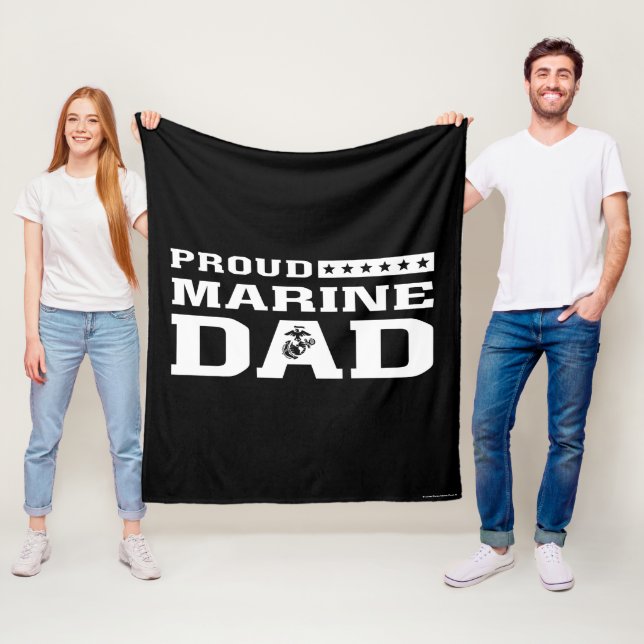 Proud Marine Dad - White Fleece Blanket (In Situ)