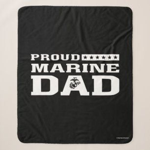 Proud Marine Dad - White Sherpa Blanket