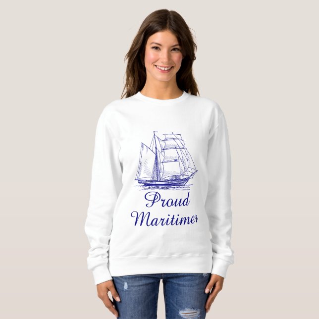 Proud Maritimer sweater nautical sailing ship  (Front Full)