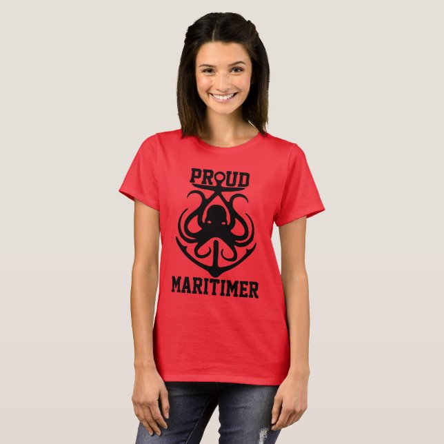 Proud Maritimer t-shirt octopus Lighthouse route  (Front Full)