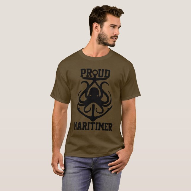 Proud Maritimer t-shirt octopus Lighthouse route  (Front Full)