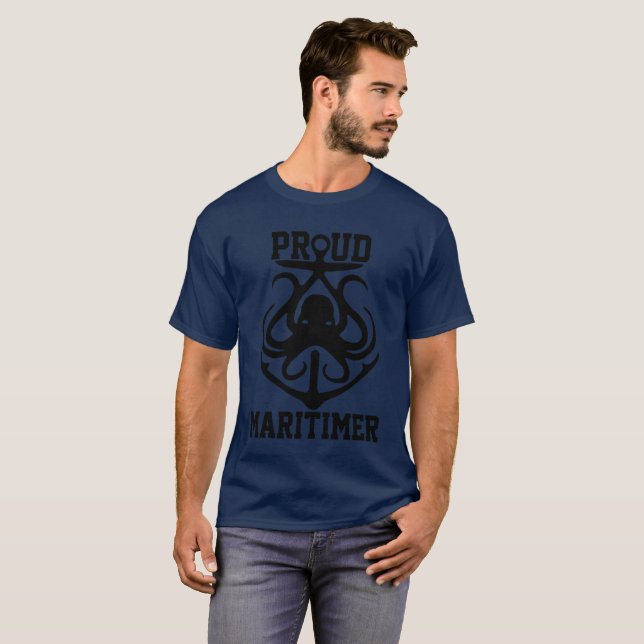 Proud Maritimer t-shirt octopus Lighthouse route  (Front Full)