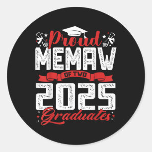 Proud Memaw Of Two 2025 Graduates Senior Cl Of 202 Classic Round Sticker