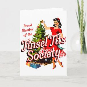 Proud Member Of Tinsel Society Lady Funny Christma Card