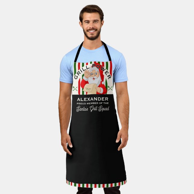 Proud Member Santas Grill Squad BBQ Christmas Gift Apron (Worn)