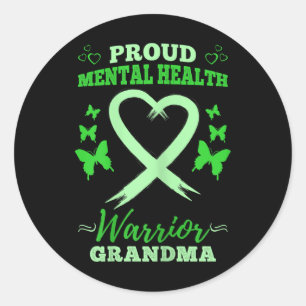 Proud Mental Health Warrior Grandma Mental Health  Classic Round Sticker
