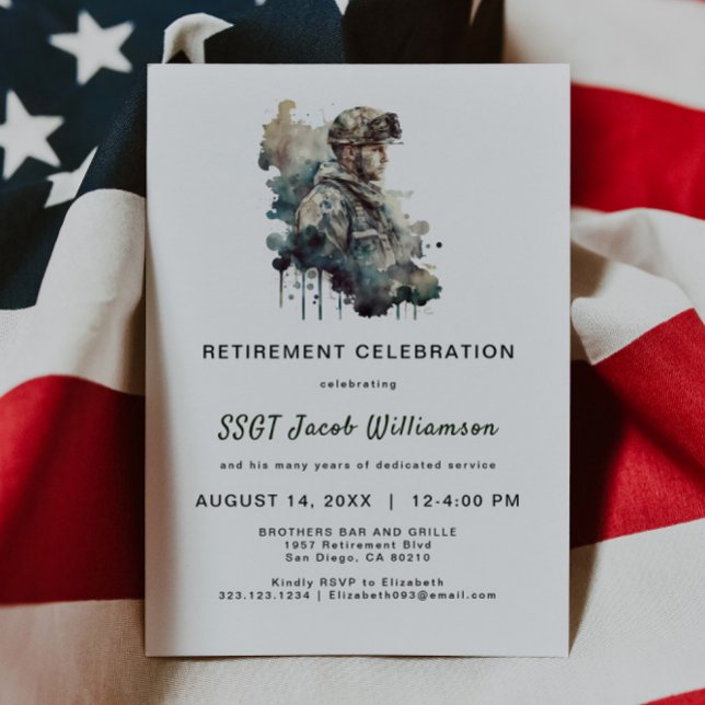 Proud Military Silhouette Retirement Invitation (Creator Uploaded)
