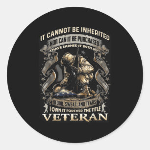 Proud Military Veteran Patriotic American Flag It  Classic Round Sticker