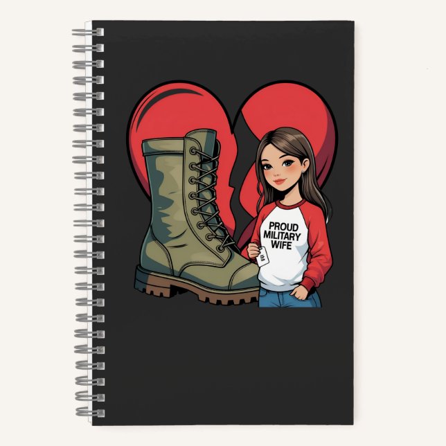 Proud Military Wife – “Boot Wife” Heart Notebook (Front)