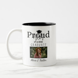 Proud MOM 2026 Graduate graduation gift mother Two-Tone Coffee Mug