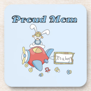 Proud Mom Airplane It's a Boy Gifts Coaster