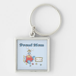 Proud Mom Airplane It's a Boy Gifts Keychain