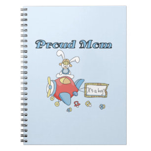 Proud Mom Airplane It's a Boy Gifts Notebook
