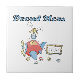 Proud Mom Airplane It's a Boy Gifts Tile