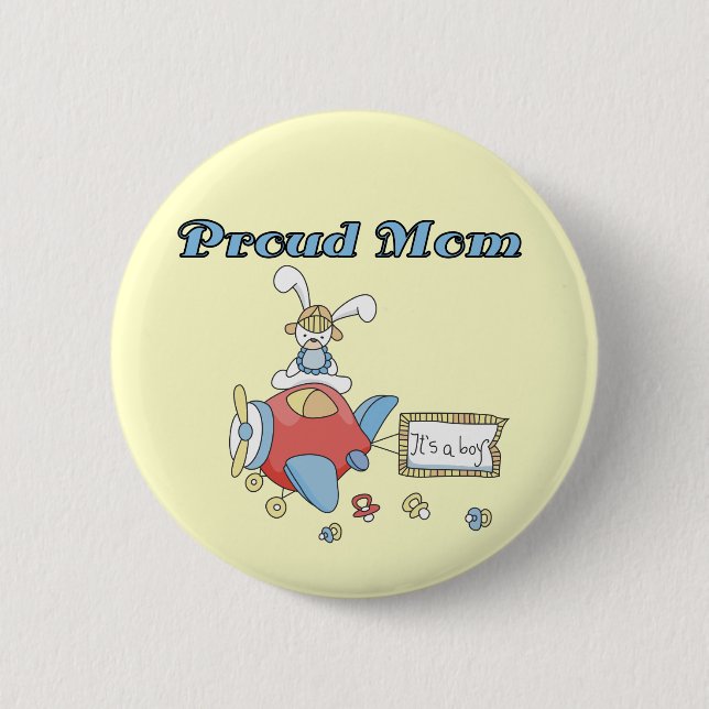 Proud Mom-Airplane It's a Boy tshirts and gifts 2 Inch Round Button (Front)