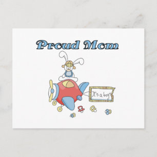 Proud Mom-Airplane It's a Boy tshirts and gifts Announcement Postcard